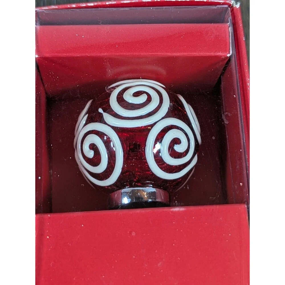PIER 1 IMPORTS Christmas Ornament Bottle Stopper Res White Glass Silver Holiday